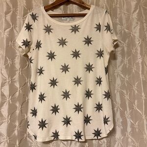 Wildfox Cream Grey Star Octagram Short Sleeve Tee Shirt